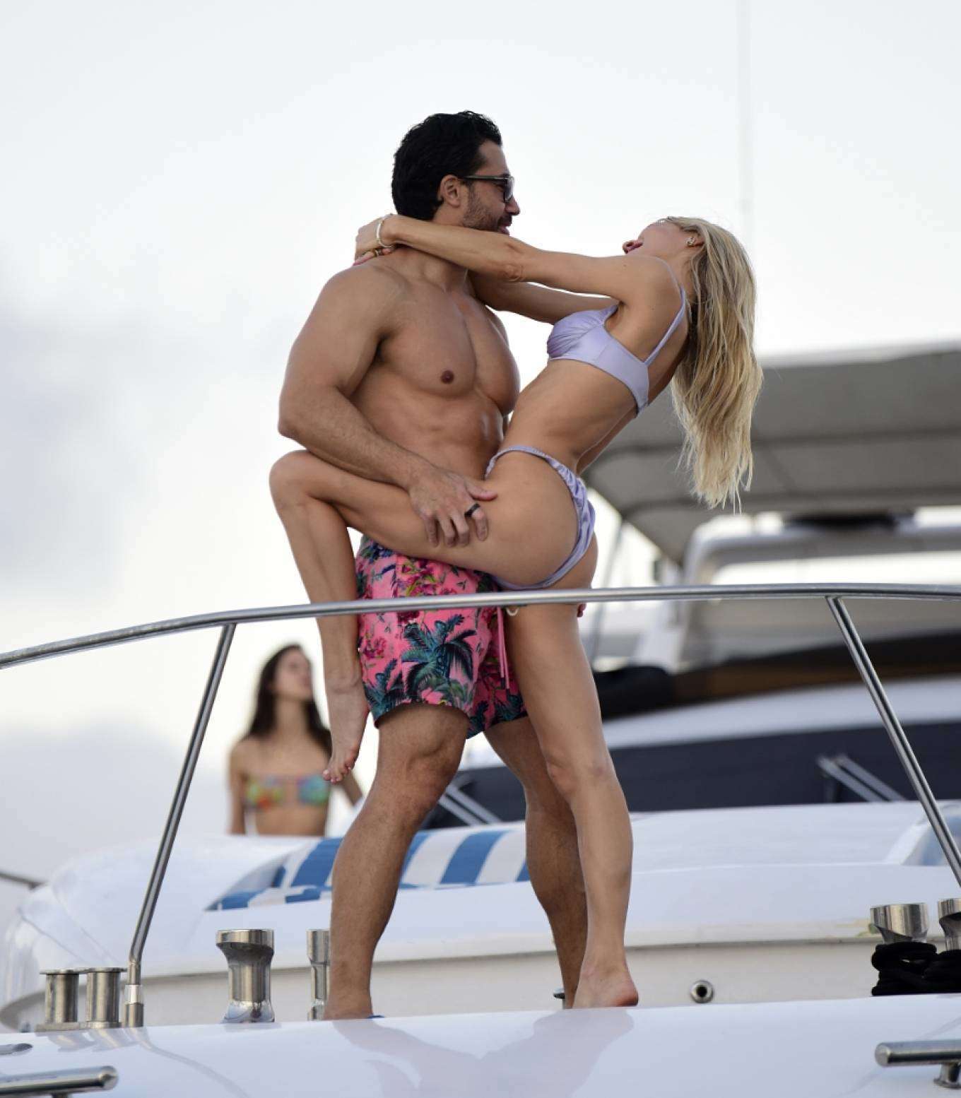 Joy Corrigan in Bikini with Friends on a Boat in Mexico
