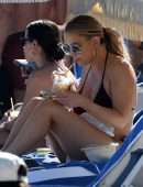 Kate Hudson Cleavage in Bikini Top on a Beach in Miami