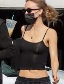 Lily-Rose Depp Pokies in a See-Through Top Out in Los Angeles
