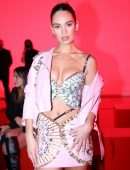 Lily James Upskirt at Versace Fashion Show in Milan