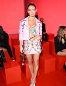Lily James Upskirt at Versace Fashion Show in Milan