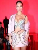 Lily James Upskirt at Versace Fashion Show in Milan