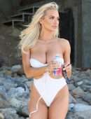 Lindsey Pelas Booty and a Cleavage in a Skimpy Bikini on a Beach in Malibu