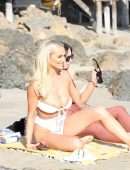 Lindsey Pelas Booty and a Cleavage in a Skimpy Bikini on a Beach in Malibu