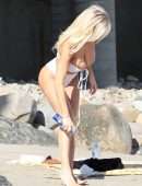 Lindsey Pelas Booty and a Cleavage in a Skimpy Bikini on a Beach in Malibu