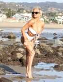 Lindsey Pelas Booty and a Cleavage in a Skimpy Bikini on a Beach in Malibu