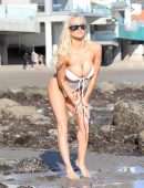 Lindsey Pelas Booty and a Cleavage in a Skimpy Bikini on a Beach in Malibu