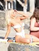 Lindsey Pelas Booty and a Cleavage in a Skimpy Bikini on a Beach in Malibu