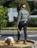 Lucy Hale Booty, Walking her Dogs in Studio City