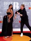 Maya Jama Cleavage and Belly Button in Revealing Dress at The BRIT Awards 2022 in London