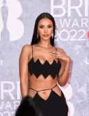 Maya Jama Cleavage and Belly Button in Revealing Dress at The BRIT Awards 2022 in London