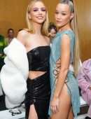 Olivia Ponton Leggy in a Revealing Dress at Christian Cowan Fashion Show in New York