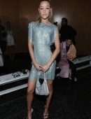 Olivia Ponton Leggy in a Revealing Dress at Christian Cowan Fashion Show in New York