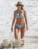 Pia Miller Booty in Bikini Surfing on a Beach with Friends in Malibu