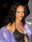 Rihanna in a See-Through Dress at Gucci Fashion Show After Party in Milan