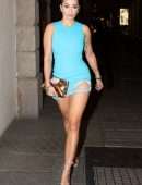 Rita Ora Leggy in a Short Dress at Milan Fashion Week in Italy