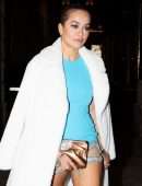 Rita Ora Leggy in a Short Dress at Milan Fashion Week in Italy