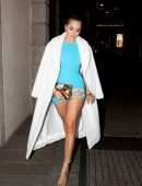 Rita Ora Leggy in a Short Dress at Milan Fashion Week in Italy