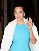 Rita Ora Leggy in a Short Dress at Milan Fashion Week in Italy