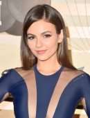 Victoria Justice Beautiful in a Deep Cleavage Dress at Homecoming Big Game Weekend in West Hollywood