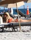 Victoria Silvstedt Booty in an Orange Two-Piece Bikini in Miami