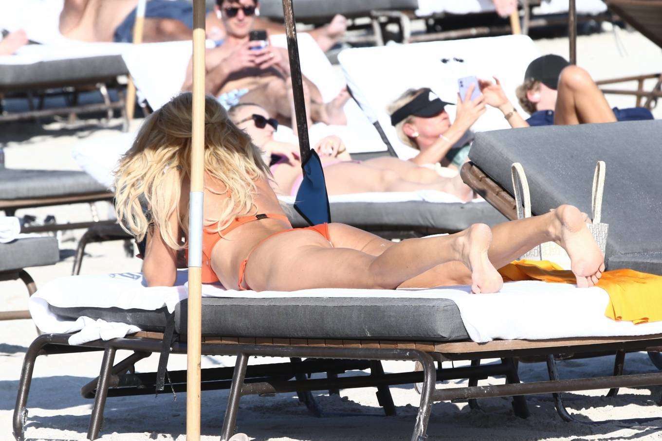 Victoria Silvstedt Booty in an Orange Two-Piece Bikini in Miami