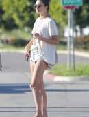 Alessandra Ambrosio Leggy in Denim Shorts, Out in Malibu