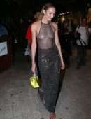 Candice Swanepoel in a See-Through Dress Arriving at the SKIMS Pop-up in Miami