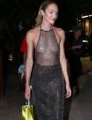 Candice Swanepoel in a See-Through Dress Arriving at the SKIMS Pop-up in Miami