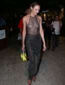 Candice Swanepoel in a See-Through Dress Arriving at the SKIMS Pop-up in Miami