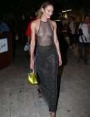 Candice Swanepoel in a See-Through Dress Arriving at the SKIMS Pop-up in Miami