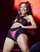 Doja Cat Leggy and Cleavage, Performing onStage at Lollapalooza Brazil Music Festival in Sao Paulo