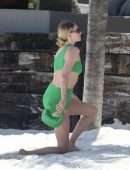Elsa Hosk Booty in a Green Bikini at a Beach in Tulum