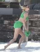Elsa Hosk Booty in a Green Bikini at a Beach in Tulum