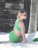 Elsa Hosk Booty in a Green Bikini at a Beach in Tulum