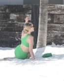 Elsa Hosk Booty in a Green Bikini at a Beach in Tulum