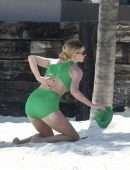 Elsa Hosk Booty in a Green Bikini at a Beach in Tulum