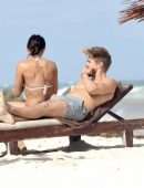 Hayley Erbert Booty in White Bikini at the Beach in Tulum