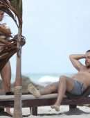 Hayley Erbert Booty in White Bikini at the Beach in Tulum