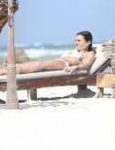 Hayley Erbert Booty in White Bikini at the Beach in Tulum