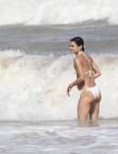 Hayley Erbert Booty in White Bikini at the Beach in Tulum