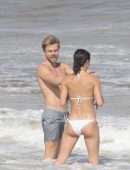 Hayley Erbert Booty in White Bikini at the Beach in Tulum