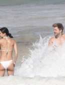Hayley Erbert Booty in White Bikini at the Beach in Tulum