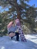 Jordyn Jones Booty while Snowboarding in Panties on Snow