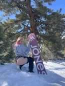 Jordyn Jones Booty while Snowboarding in Panties on Snow