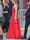 Kathryn Newton Cleavage in a Red Dress at 2022 Critics’ Choice Awards in Los Angeles