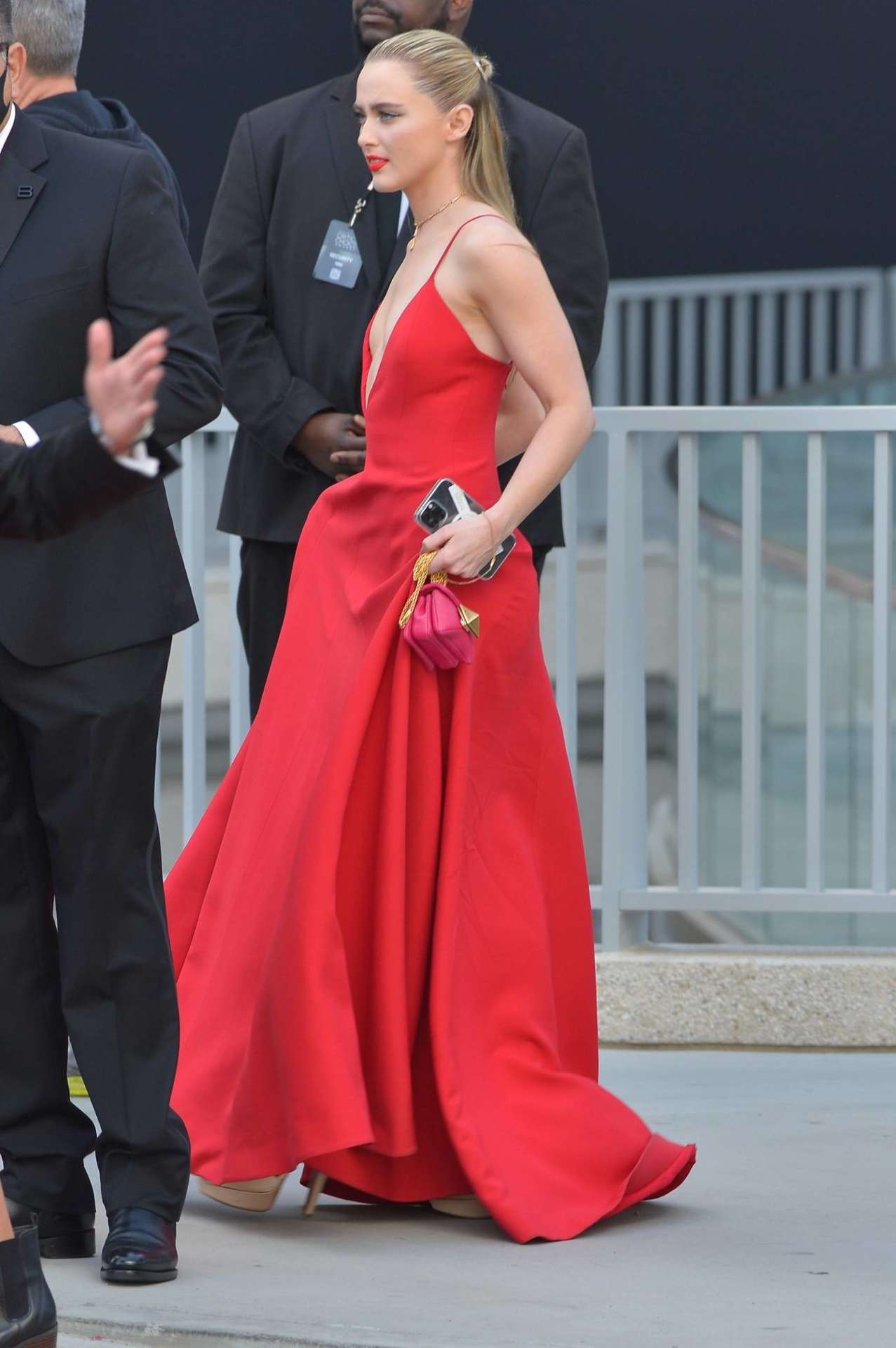 Kathryn Newton Cleavage in a Red Dress at 2022 Critics’ Choice Awards in Los Angeles