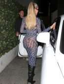 Khloe Kardashian Booty in Thong Panties Under a See-Through Dress at Craig’s in West Hollywood