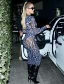Khloe Kardashian Booty in Thong Panties Under a See-Through Dress at Craig’s in West Hollywood