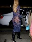 Khloe Kardashian Booty in Thong Panties Under a See-Through Dress at Craig’s in West Hollywood